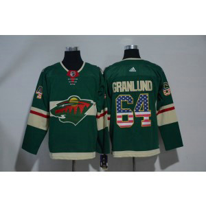 NHL Wild 64 Mikael Granlund Green USA Flag Adidas Men Jersey NHL Wild 64 Mikael Granlund Green USA Flag Adidas Men Jersey