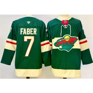 NHL Wild 7 FABER Green 2024 New Adidas Men Jersey