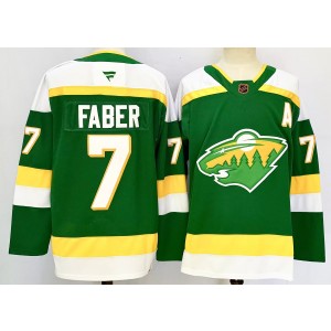 NHL Wild 7 FABER Green 2024 New Fanatics Men Jersey