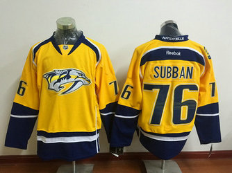 Nashville Predators #76 P. K. Subban Yellow Reebok Hockey Jersey
