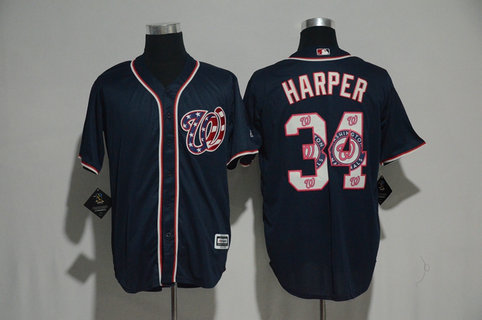 Nationals 34 Bryce Harper Navy Team Logo Print Cool Base Jersey Nationals 34 Bryce Harper Navy Team Logo Print Cool Base Jersey