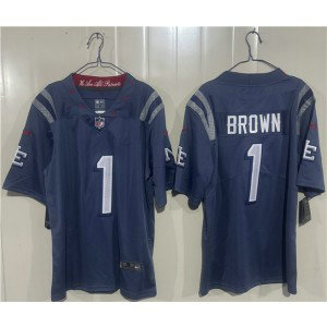 New England Patriots 1 A.J. Brown Blue Rivalries Vapor Limited Men Jersey