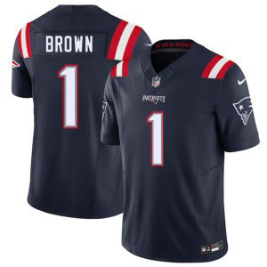 New England Patriots 1 A.J. Brown Navy F.U.S.E. Vapor Limited Men Jersey