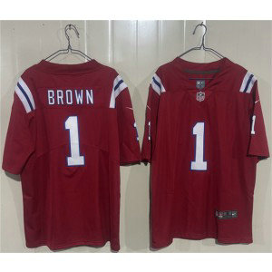 New England Patriots 1 A.J. Brown Red Vapor Limited Men Jersey