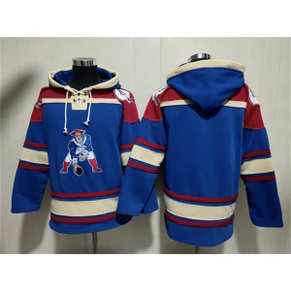 New England Patriots Blank Navy Ageless Must-Have Lace-Up Pullover Hoodie