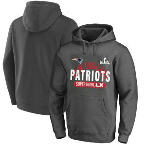 New England Patriots Charcoal 2025 Super Bowl LX Big & Tall Game Plan Hoodie