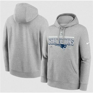 New England Patriots Heather Gray 2025 AFC Champions Locker Room Trophy Collection Hoodie