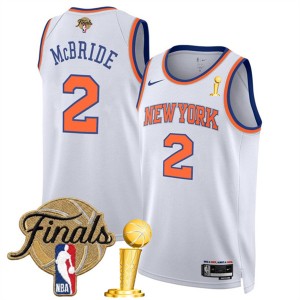 New Yok Knicks 2 Miles McBride White 2026 Finals & Champions Patches Jersey