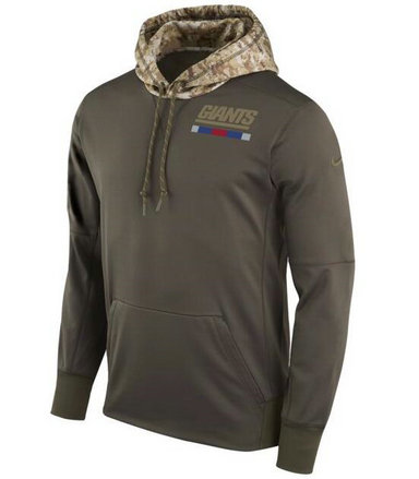 New York Giants Nike Olive Salute To Service Sideline Therma Pullover Hoodie