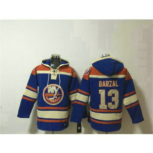 New York Islanders 13 Mathew Barzal Royal Ageless Must-Have Lace-Up Pullover Hoodie