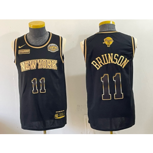 New York Knicks 11 Brunson Black Gold Champion Men Jersey