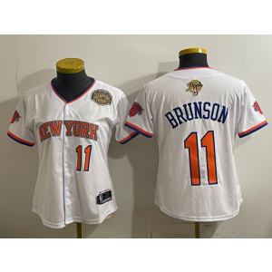 New York Knicks 11 Brunson White Champion Finals Baseball Vapor Limited Women Jersey