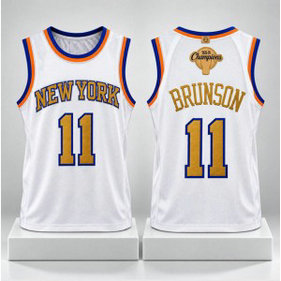 New York Knicks 11 Jalen Brunson White Gold 2026 Champions Men Jersey