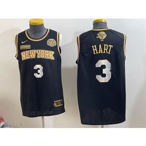 New York Knicks 3 Hart Black Gold Finals & Champions Men Jersey