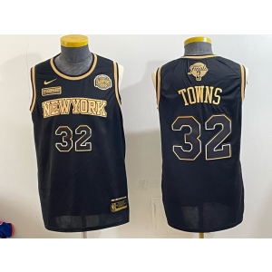 New York Knicks 32 Towns Black Gold Finals & Champions Men Jersey (2)