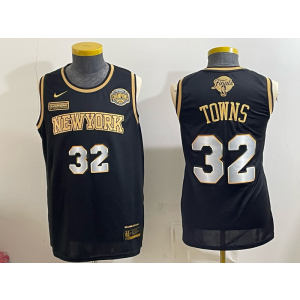 New York Knicks 32 Towns Black Gold Finals & Champions Men Jersey New York Knicks 32 Towns Black Gold Finals & Champions Men Jersey