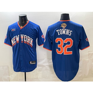 New York Knicks 32 Towns Blue Finals Baseball Vapor Limited Men Jersey
