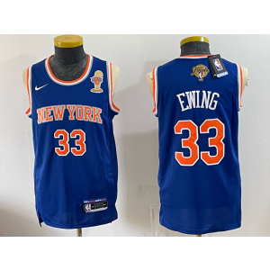 New York Knicks 33 Ewing Blue Finals & Champions Men Jersey