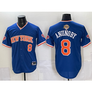 New York Knicks 8 Anunoby Blue Finals Baseball Vapor Limited Men Jersey