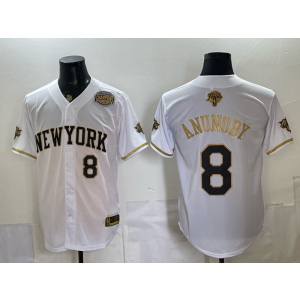New York Knicks 8 Anunoby White Gold Baseball Vapor Limited Men Jersey