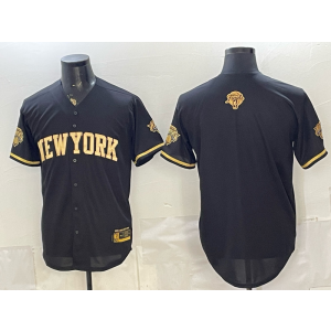 New York Knicks Blank Black Gold Baseball Vapor Limited Men Jersey