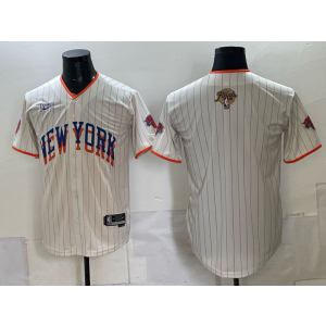 New York Knicks Blank Cream Finals Baseball Vapor Limited Men Jersey