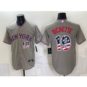 New York Mets 19 Bichette Grey USA 250 Fourth of July Men Jersey