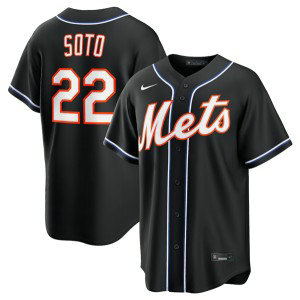 New York Mets 22 Juan Soto 2026 Black Out Cool Base Men Jersey