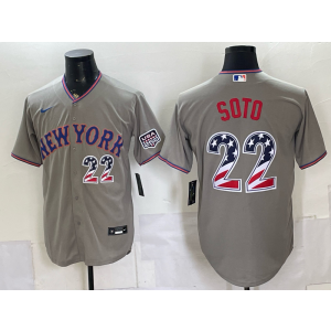 New York Mets 22 Juan Soto Grey USA 250 Fourth of July Men Jersey
