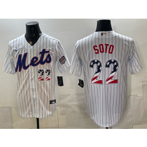 New York Mets 22 Soto White USA 250 Fourth of July Men Jersey