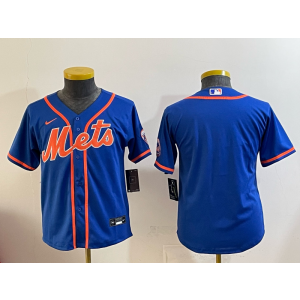 New York Mets Blank Blue Cool Base Youth Jersey