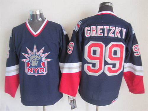 New York Rangers #99 Wayne Gretzky Navy Blue Throwback CCM Jersey New York Rangers #99 Wayne Gretzky Navy Blue Throwback CCM Jersey