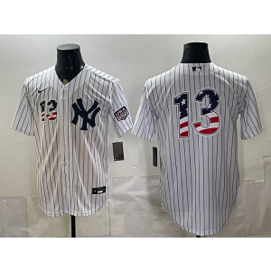 New York Yankees 13 Rodriguez White USA 250 Fourth of July Cool Base Men Jersey