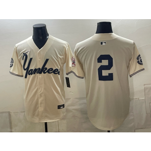 New York Yankees 2 Derek Jeter Cream Men Jersey