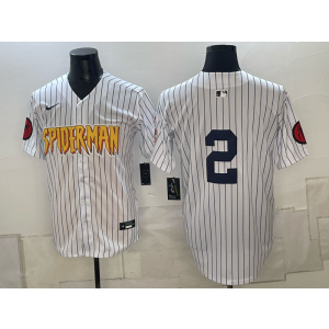 New York Yankees 2 Derek Jeter White Yellow Men Jersey