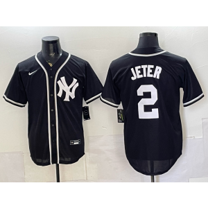 New York Yankees 2 Jeter 2026 Black Out Cool Base Men Jersey