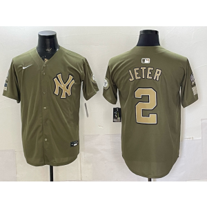 New York Yankees 2 Jeter Salute to Service Cool Base Men Jersey