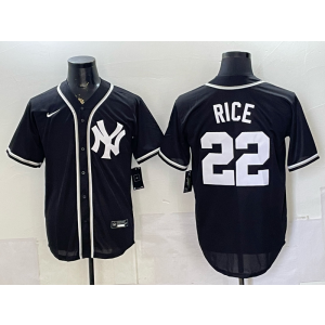 New York Yankees 22 Rice 2026 Black Out Cool Base Men Jersey