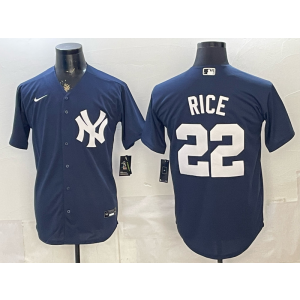New York Yankees 22 Rice Navy Cool Base Men Jersey