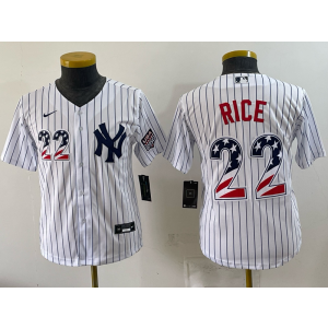 New York Yankees 22 Rice White USA 250 Fourth of July Women Jersey