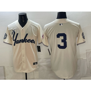New York Yankees 3 Babe Ruth Cream Men Jersey