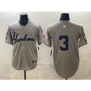 New York Yankees 3 Babe Ruth Grey Cool Base Men Jersey