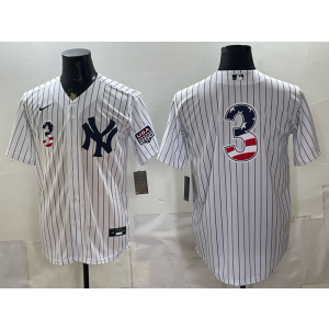 New York Yankees 3 Babe Ruth White USA 250 Fourth of July Cool Base Men Jersey