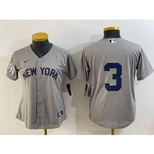 New York Yankees 3 Grey Cool Base Youth Jersey