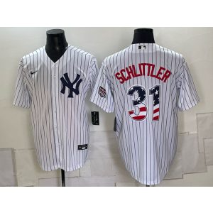 New York Yankees 31 Schlittler White USA 250 Fourth of July Cool Base Men Jersey