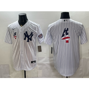New York Yankees 4 Lou Gehrig White USA 250 Fourth of July Cool Base Men Jersey