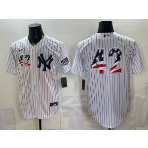 New York Yankees 42 Mariano Rivera White USA 250 Fourth of July Cool Base Men Jersey