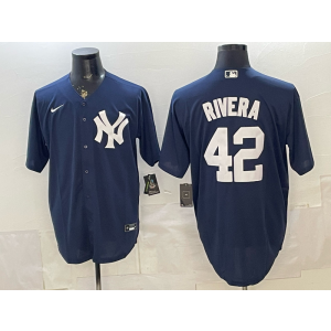 New York Yankees 42 Rivera Navy Cool Base Men Jersey