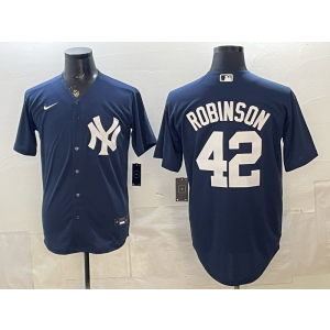 New York Yankees 42 Robinson Blue Cool Base Men Jersey