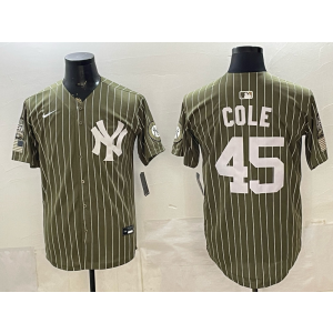 New York Yankees 45 Cole Olive Salute to Service Cool Base Men Jersey